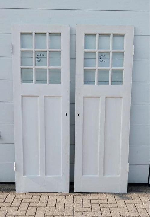 Binnendeuren SET met FACET glas, Doe-het-zelf en Verbouw, Deuren en Horren, Gebruikt, Binnendeur, 200 tot 215 cm, 80 tot 100 cm