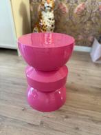 DK bijzet tafel poef roze metaal, Huis en Inrichting, Tafels | Bijzettafels, Ophalen, Minder dan 55 cm, Rond, Zo goed als nieuw