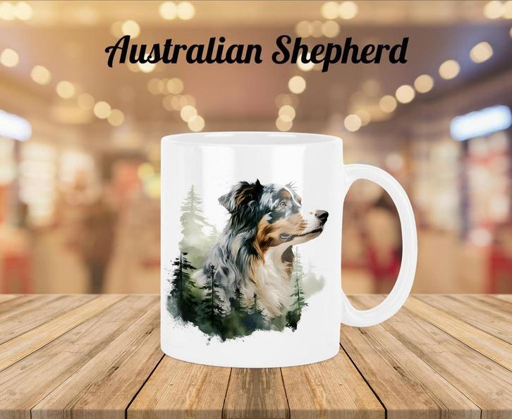 Australian Shepherd profiel mok, Huis en Inrichting, Keuken | Servies, Nieuw, Kop(pen) en/of Schotel(s), Overige stijlen, Ophalen of Verzenden