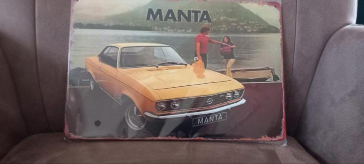 Blikken bord Opel Manta 20x30 cm, Verzamelen, Automerken, Motoren en Formule 1, Nieuw, Auto's, Ophalen of Verzenden
