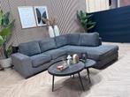 Ribstof Hoekbank Grijs - Klein Formaat - 240 x 220, Huis en Inrichting, Ophalen, -, -, Hoekbank