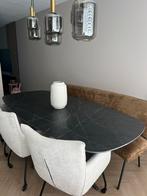 Eettafel deens ovaal marmerlook zwart, Huis en Inrichting, Tafels | Eettafels, Ophalen, Overige materialen, 200 cm of meer, 50 tot 100 cm