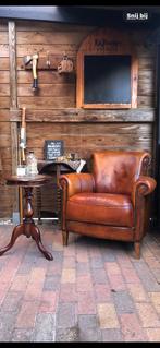 Schapenleren chesterfield clubfauteuil, Schapenleren chesterfield fauteuils, Gebruikt, Ophalen of Verzenden, 50 tot 75 cm