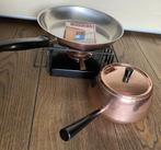 Koperen fonduepan + flambeerpan brander/rechaud - Spring, Huis en Inrichting, Keuken | Potten en Pannen, Nieuw, Ophalen of Verzenden