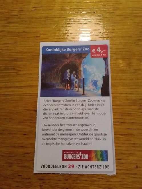 Kortingsbon voor Burgers Zoo, Tickets en Kaartjes, Recreatie | Dierentuinen, Drie personen of meer, Kortingskaart