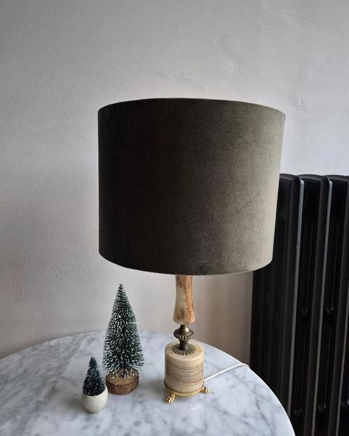 Antieke vintage tafellamp lampentvoet onyx marmer messing, Huis en Inrichting, Lampen | Tafellampen, Zo goed als nieuw, Minder dan 50 cm