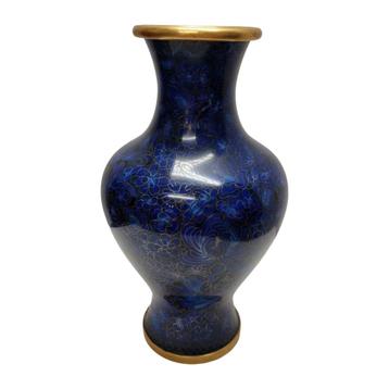 Grote kobalt blauwe cloisonné vaas beschikbaar voor biedingen