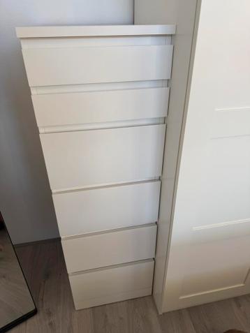 Ikea Malm ladekast 6 lades wit / spiegelglas - afbeelding 2