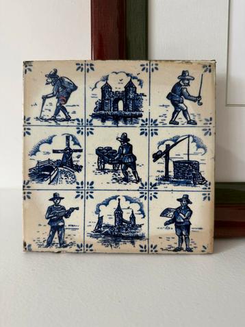 Delftsblauwe Tegel met Voorstellingen beschikbaar voor biedingen