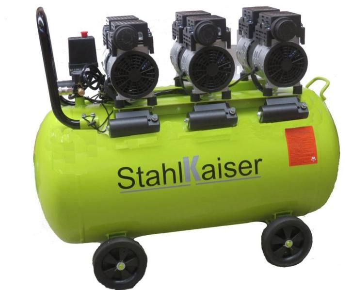 Stahlkaiser stille Olievrije Compressor 100 L 8 Bar ., Doe-het-zelf en Verbouw, Compressors, Nieuw, 100 liter of meer, Minder dan 200 liter/min