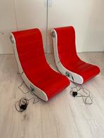 ZGAN set van twee XRocker gamestoelen rood met wit skai, Ophalen, Overige materialen, Twee, Zo goed als nieuw