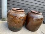 2 grote kruiken kruikpot kruikpotten potten bruin kruiklamp, Ophalen of Verzenden