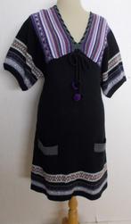 Noors/folklore look zwarte knitwear jurk van Rene Derhy! L, Kleding | Dames, Jurken, Verzenden, Zwart, Maat 42/44 (L), Zo goed als nieuw