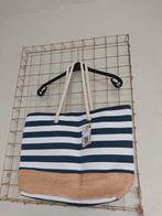 Blauw/wit gestreepte strandtas gevuld met bijpassende art., Nieuw, Shopper, Blauw, Ophalen of Verzenden