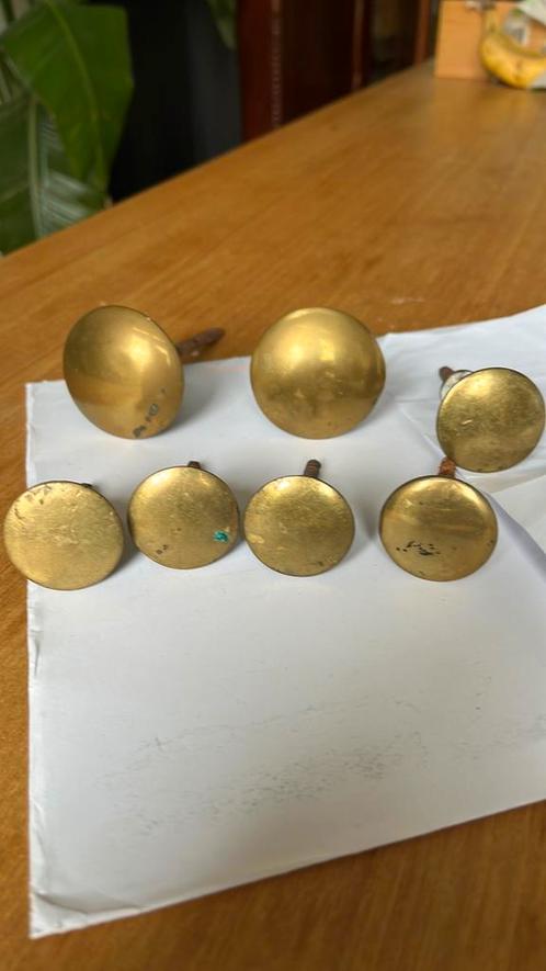 Koperen ‘spiegelsteunen’ en ladeknoppen kapstokknop?, Antiek en Kunst, Curiosa en Brocante, Ophalen of Verzenden
