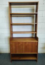 KLM boekenkast wandkast Poul Cadovius teak fineer., Ophalen, Met deur(en), 50 tot 100 cm, Zo goed als nieuw