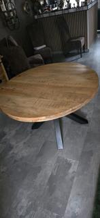Mooie Mango Houten Eettafel, Rond, Ophalen of Verzenden, Zo goed als nieuw, Metaal