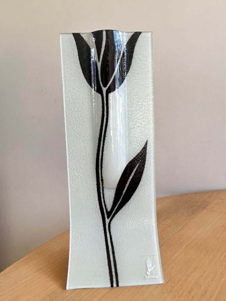 Vintage design tulp vaas - glass art, Ophalen of Verzenden