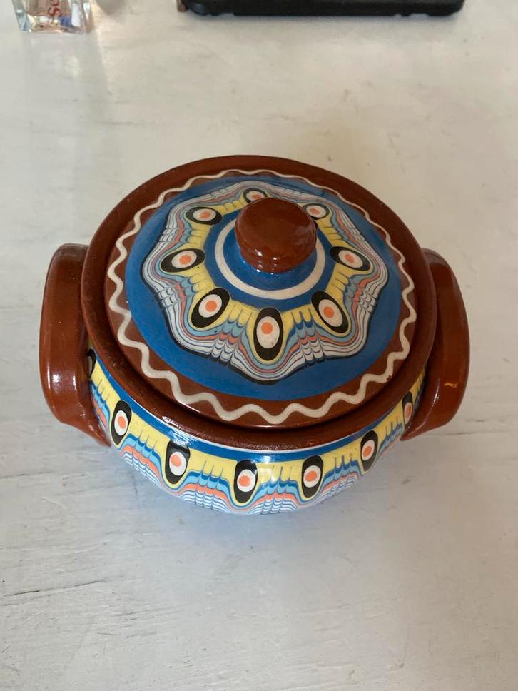 Bulgaarse Aardewerk Pot met Deksel, Antiek en Kunst, Antiek | Keramiek en Aardewerk, Ophalen of Verzenden