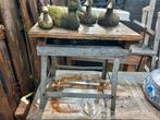 Zinken tafeltje,dienblad,hout,zink,tafel,tuin, Antiek en Kunst, Ophalen of Verzenden