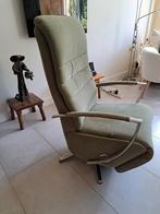 Verstelbare draai fauteuil groen-grijs, Huis en Inrichting, Fauteuils, Ophalen of Verzenden, Zo goed als nieuw, Leer, 50 tot 75 cm
