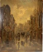 66. Olieverfschilderij navolger Isaac Israëls, stadsgezicht, Antiek en Kunst, Ophalen of Verzenden