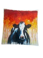 Henk Hofstra bord/schaal/schilderij Friese koe, Huis en Inrichting, Ophalen, Minder dan 50 cm, Zo goed als nieuw, Schilderij