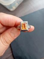Zilveren ring met citrien edelsteen, Sieraden, Tassen en Uiterlijk, Ringen, Ophalen of Verzenden