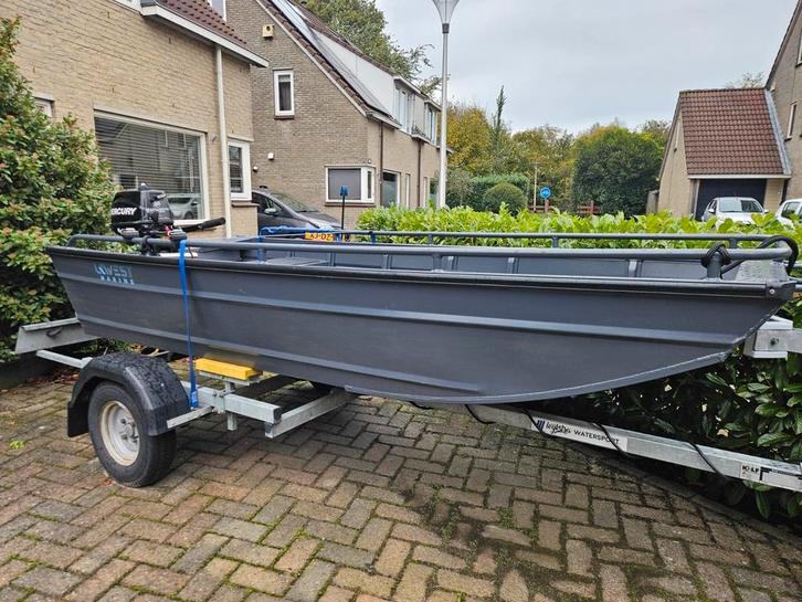 Qwest F301A aluminium boot + motor en trailer, Watersport en Boten, Vis- en Consoleboten, Zo goed als nieuw, Tot 10 pk, 3 tot 6 meter
