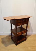Antiek wandtafeltje met zijbladen en 3 laden, 19e eeuw, Antiek en Kunst, Ophalen of Verzenden