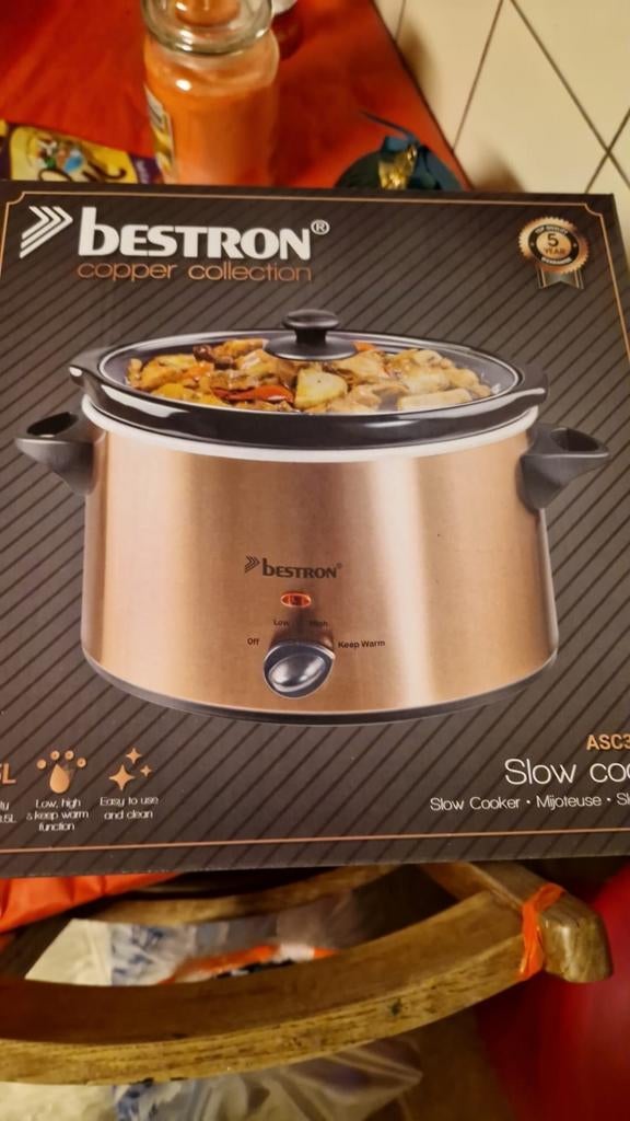 Bestron Slowcooker Copper - Nieuw in doos!, Witgoed en Apparatuur, Slowcookers, Ophalen, Timer, Nieuw