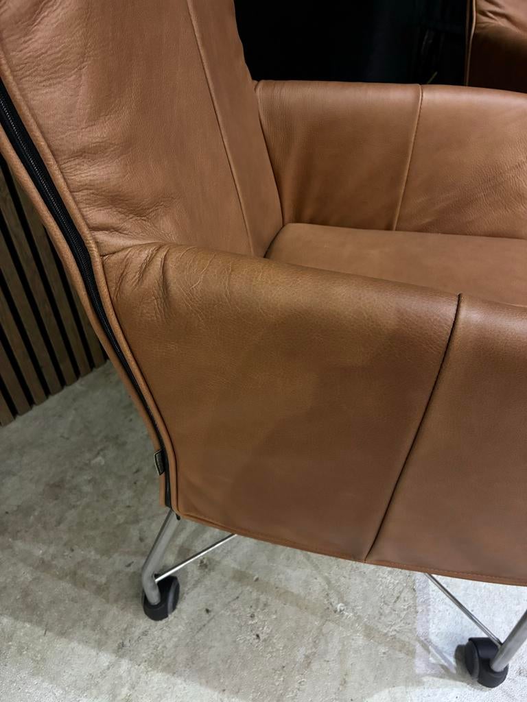 2 Montis Chaplin leren fauteuils - zo goed als nieuw, Huis en Inrichting, Ophalen, Twee, Bruin, .