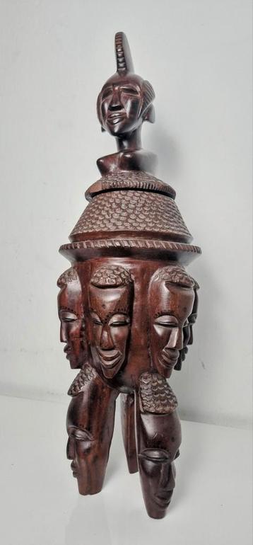 💥 Exclusieve Afrikaanse Hoofden Pot - Wengé-hout beschikbaar voor biedingen
