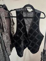 Vintage Y2K zwart fluwelen gilet met pailletten, Vintage, Vintage, Ophalen of Verzenden, Zo goed als nieuw