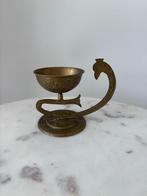 Vintage messing schaal met vogelmotief, Ophalen of Verzenden, Zo goed als nieuw, Rond, Overige materialen