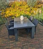 Tafel met 4 stoelen, Tuin en Terras, Tuinsets en Loungesets, Ophalen, 4 zitplaatsen, Gebruikt, Steigerhout