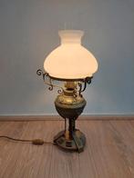 Vintage schemerlamp met koperen standaard (hoogte 58 cm), Huis en Inrichting, Lampen | Wandlampen, Ophalen, Zo goed als nieuw