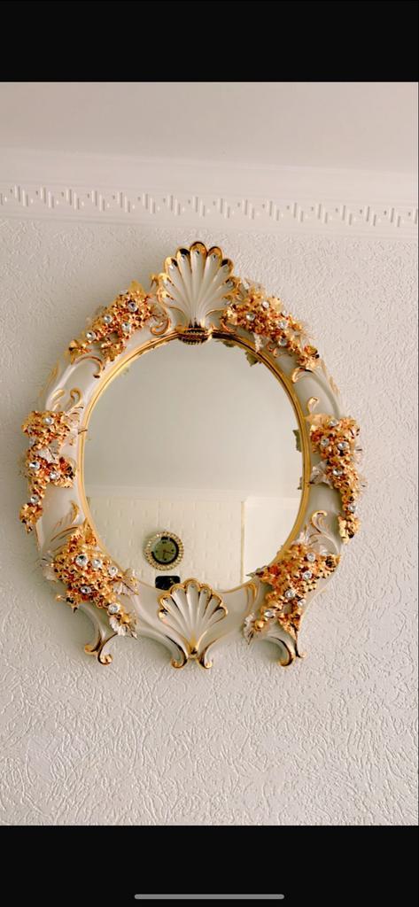 Capodimonte Spiegel Swarovski Bladgoud Vintage, Huis en Inrichting, Woonaccessoires | Spiegels, Zo goed als nieuw, 75 tot 100 cm