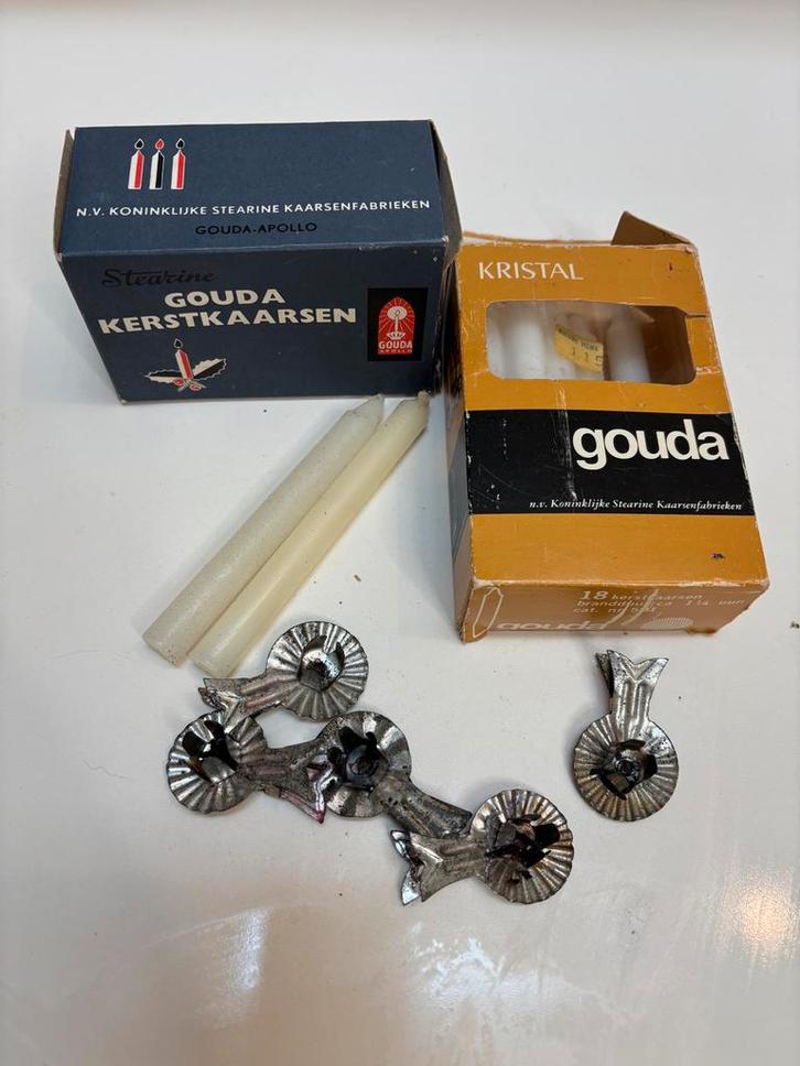 Vintage Gouda Kerstboomkaarsjes & Klemmetjes, Diversen, Kerst, Gebruikt, Ophalen of Verzenden