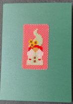 kaart met geborduurde gnoom (1829), Hobby en Vrije tijd, Kaarten | Zelfgemaakt, Ophalen of Verzenden, Nieuw, Overige thema's