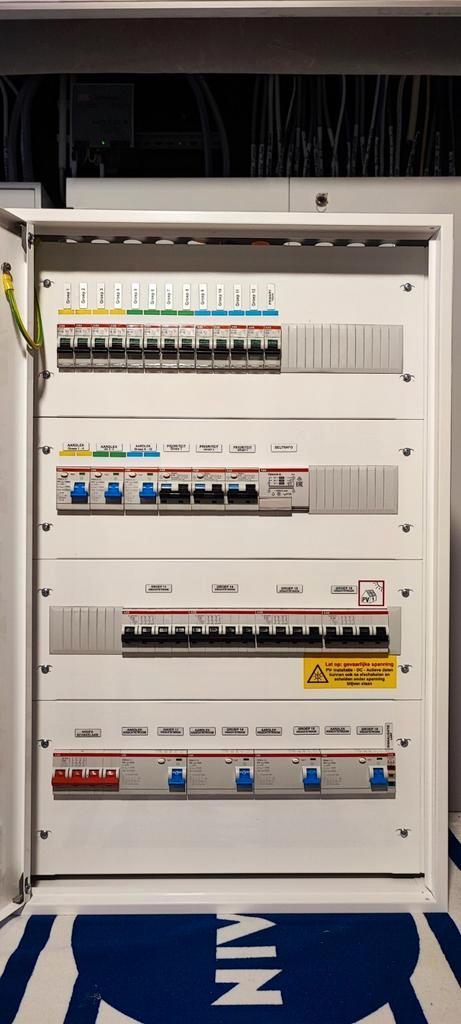 Groepenkast met ABB - 12 groepen + 4 kracht + 3 prioriteit, Doe-het-zelf en Verbouw, Elektra en Kabels, Nieuw, Overige typen, Ophalen of Verzenden