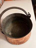 Antieke koperen ketel met ijzeren handvat, Ophalen of Verzenden, Koper