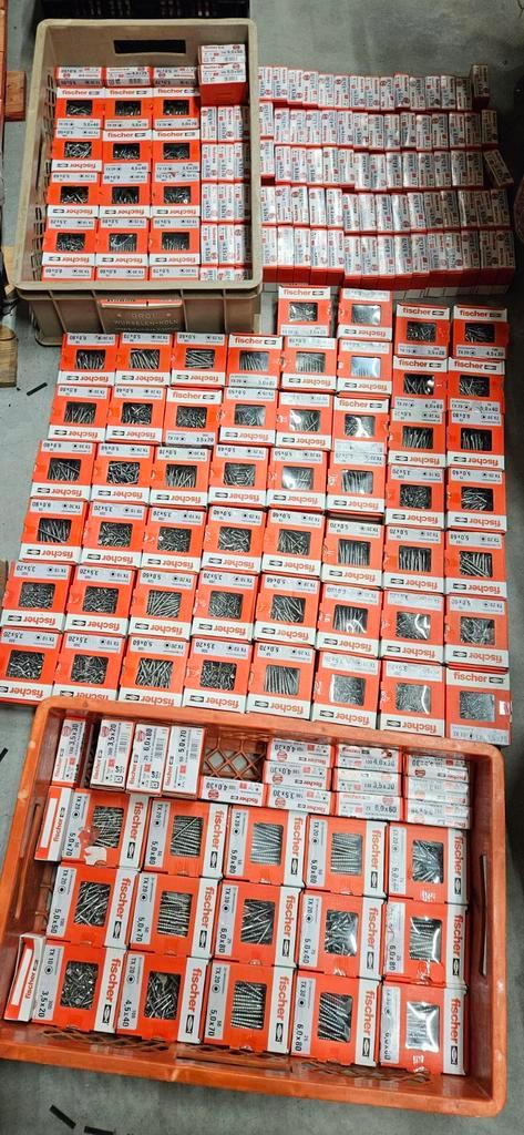 rvs schroeven 207 dozen/doosjes ,Fischer  prijs €1000 op=op, Doe-het-zelf en Verbouw, IJzerwaren en Bevestigingsmiddelen, Nieuw