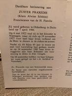 Zr Schütze 1900 Oldenburg 1981 Veendam Huize St Franciscus, Ophalen of Verzenden, Bidprentje