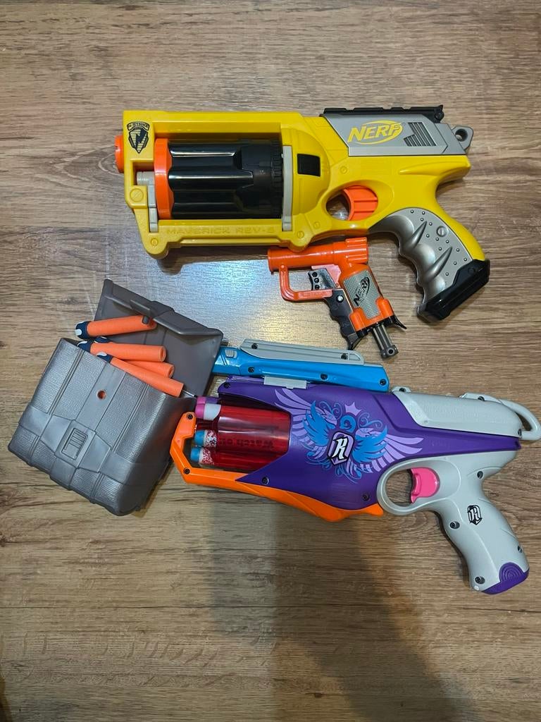 Nerf Guns - Maverick REV-6, Rebelle Power Pair & Jolt, Ophalen of Verzenden, Gebruikt