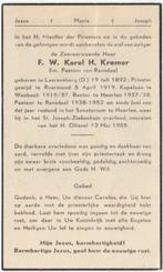 Pastoor Karel Kremer 1892 Laurensberg (D) + 1955 Heerlen, Verzenden