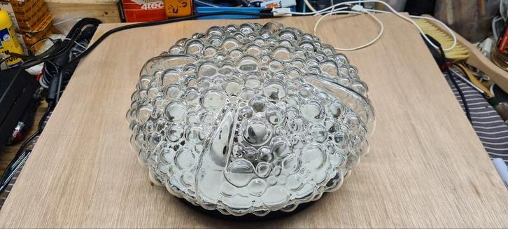 Glazen Plafondlamp met Bubbel Design, Huis en Inrichting, Lampen | Hanglampen, Zo goed als nieuw, Minder dan 50 cm, Glas, Metaal