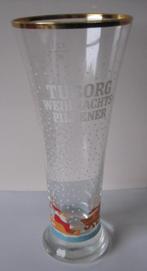 twee verschillende bierglazen van Tuborg met Kerst motief, Verzenden, Zo goed als nieuw, Glas of Glazen, Overige merken
