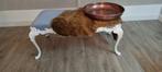 Brocante hocker wit in perfecte staat., Ophalen, Rechthoekig, Stof
