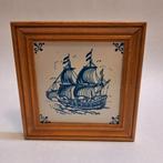 Delfts blauw tegeltje in houten lijst, Antiek en Kunst, Antiek | Wandborden en Tegels, Ophalen of Verzenden
